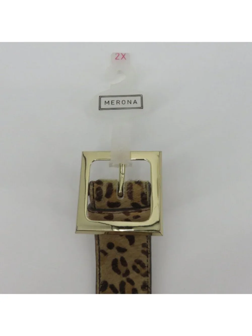 Merona Women 2XL Leopard Cheetah Animal Print Hair Leather Belt Y2K 2006 NEW